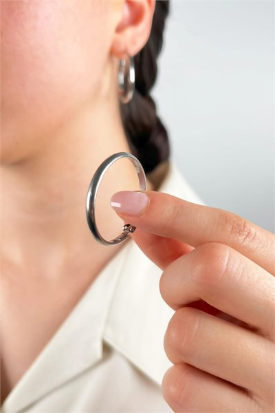 Steel Hoop Earrings 3cm - Silver