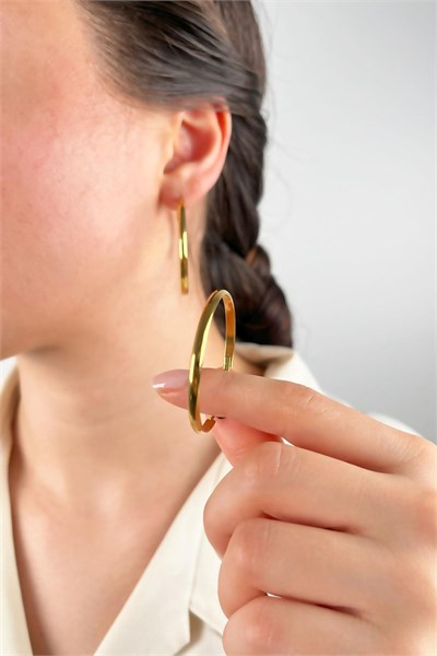 Steel Hoop Earrings 4cm - Gold