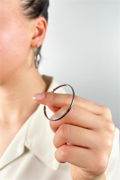Steel Hoop Earrings 4cm - Silver