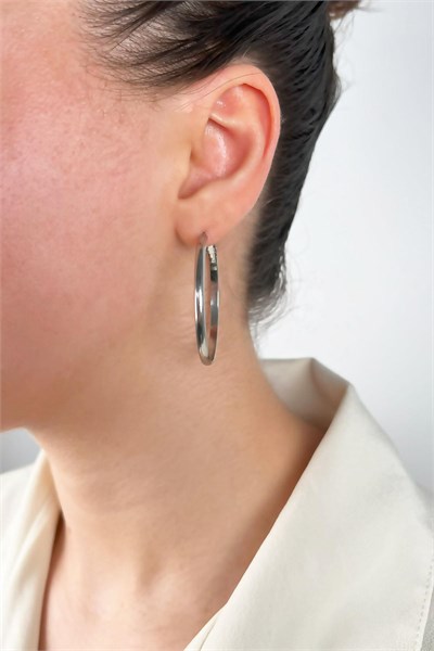 Steel Hoop Earrings 4cm - Silver