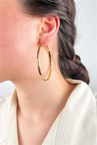 Steel Hoop Earrings 6cm - Gold
