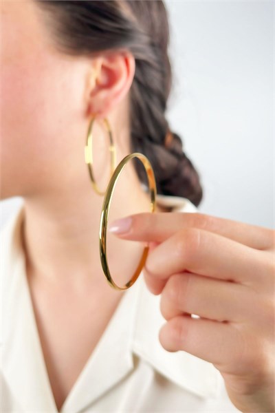 Steel Hoop Earrings 6cm - Gold