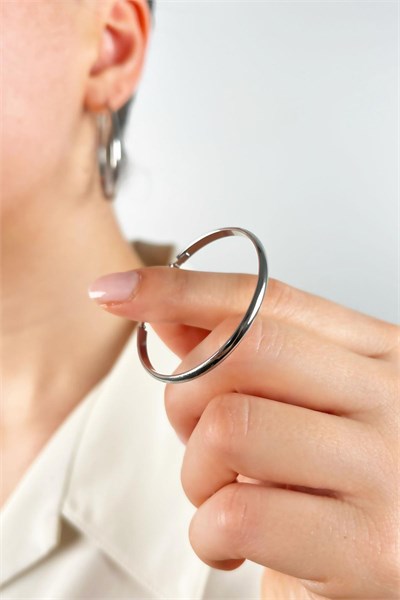 Steel Hoop Earrings 6cm - Silver