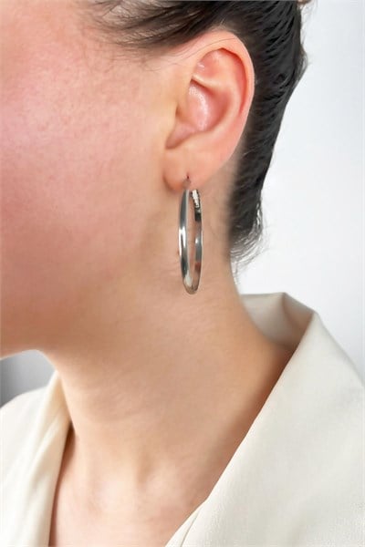 Steel Hoop Earrings 6cm - Silver