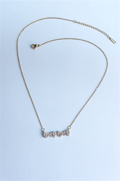 Steel Heart and Clover Ended Necklace