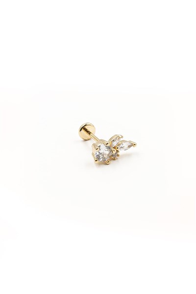 Gold Flower Zircon Tragus Piercing – Hypoallergenic, Tarnish-Free, Flat Back