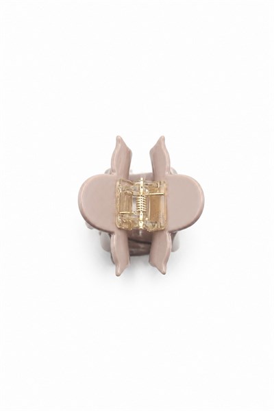 Classic Bone-Style Hair Claw Clip with Floral Design - Cream