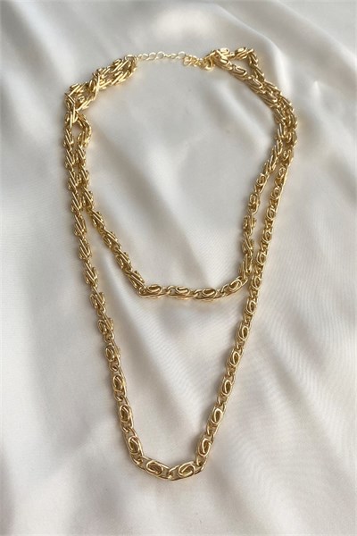 Double Row Gold Chain Necklace