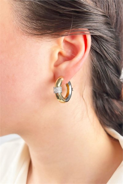 Double-Sided Zircon Stone Earrings - Gold