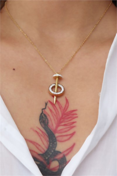 Nail Model Steel Gold Necklace