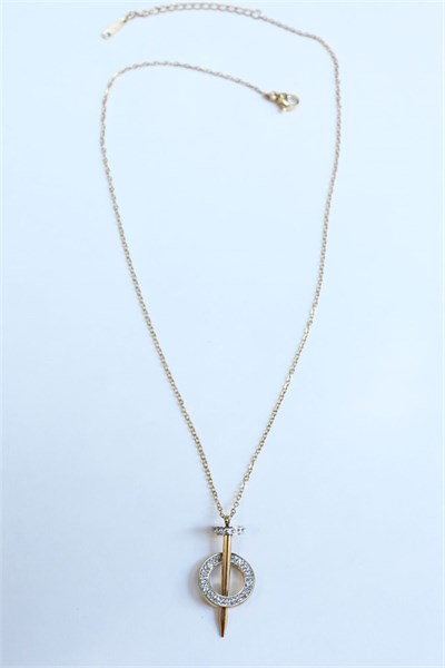 Nail Model Steel Gold Necklace