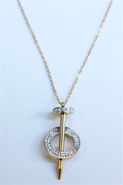 Nail Model Steel Gold Necklace