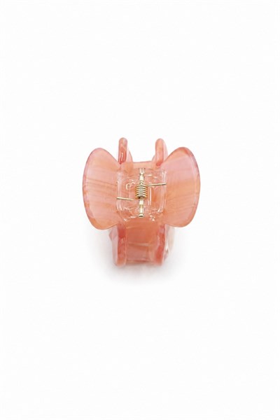 Small Bone-Style Hair Claw Clip with Striped Pattern - Salmon