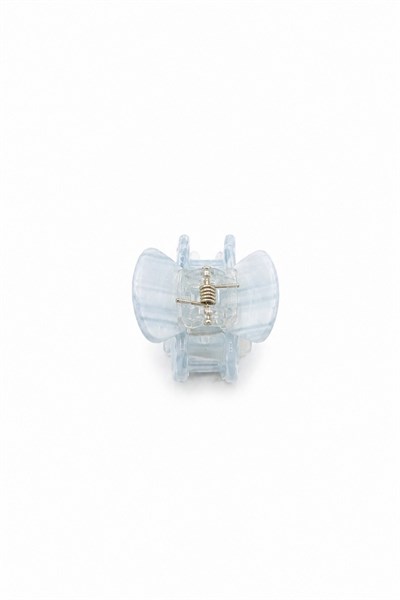 Small Bone-Style Hair Claw Clip with Striped Pattern - Gray