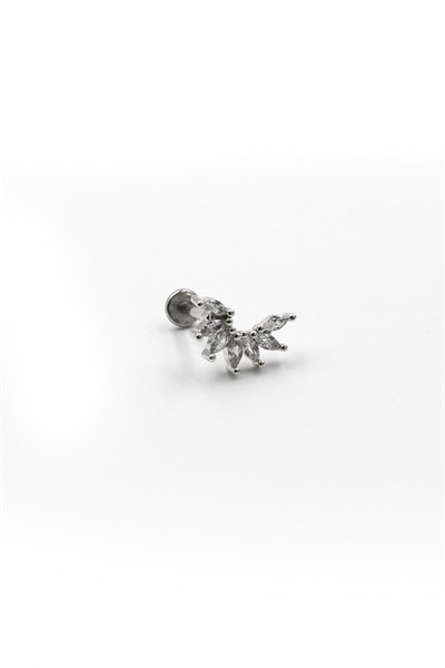 Multi-Stone Tragus & Helix Piercing – Silver | Hypoallergenic, Non-Tarnish, 8 mm