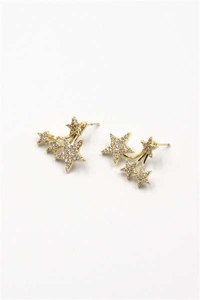Multi-Star Gold Vip Earrings – Zircon Stone, Sparkling and Screw Design