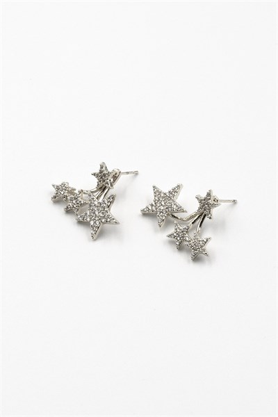 Multi-Star Silver Vip Earrings – Zircon Stone, Sparkling and Screw-Back Design