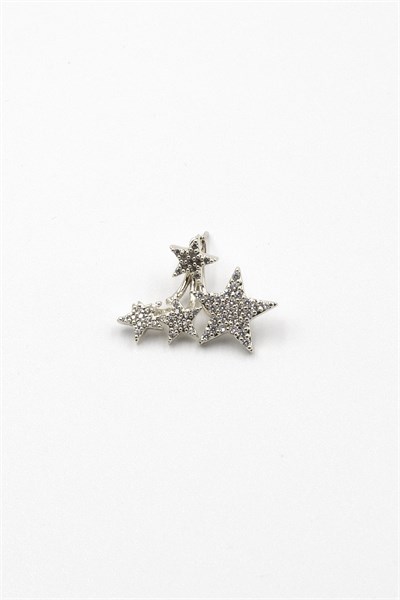 Multi-Star Silver Vip Earrings – Zircon Stone, Sparkling and Screw-Back Design