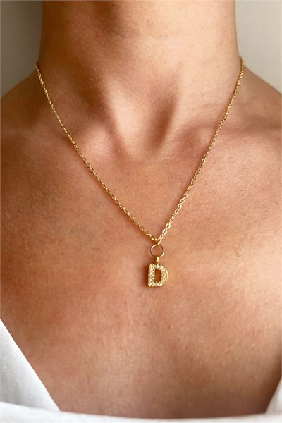 D Letter Gold Chain Necklace
