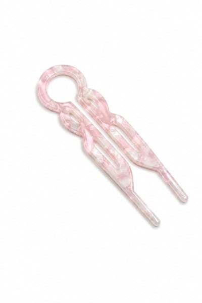 Patterned Bone-Style U-Shaped Hair Pin - Pink