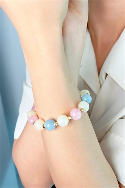Natural Stone Colored Morganite Bracelet - Pink