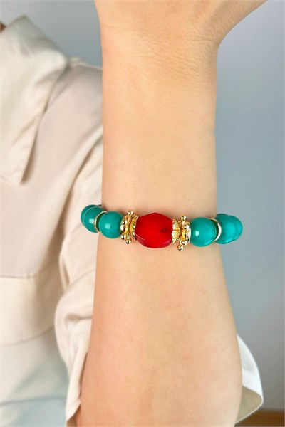 Natural Stone Turquoise Coral Bracelet - Turquoise