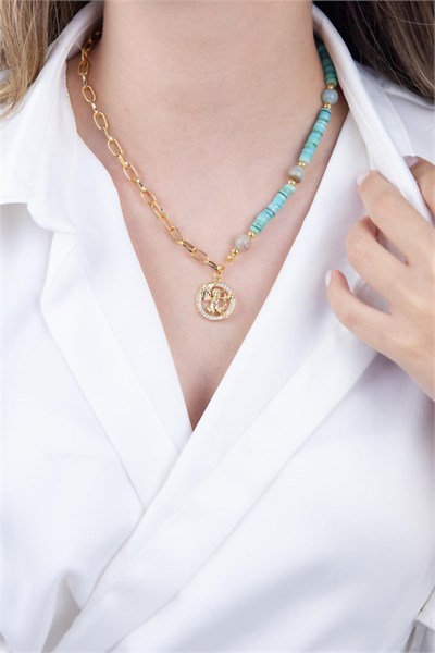 Natural Stone and Chain Eros Necklace