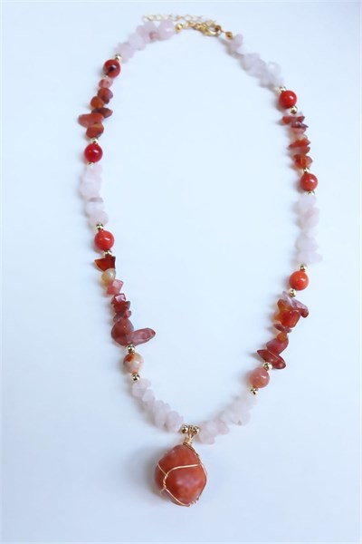 Natural Orange Agate Broken Stone Necklace