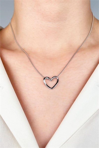 Knot Heart Steel Necklace - Silver