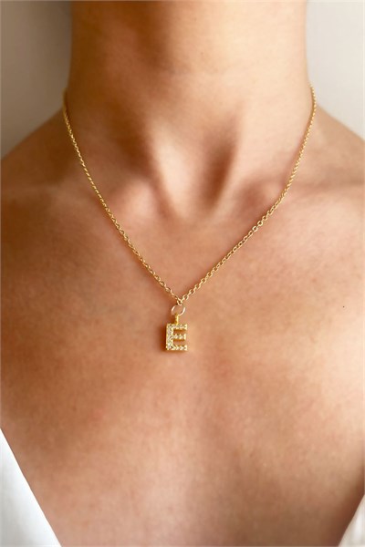 E Letter Gold Chain Necklace
