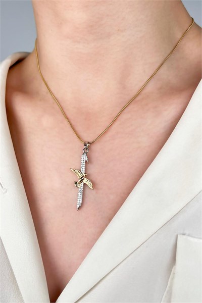 Elif Phoenix Bird Stainless Steel Necklace - Gold