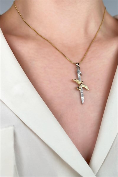 Elif Phoenix Bird Stainless Steel Necklace - Gold