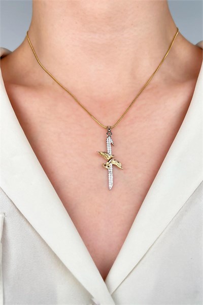 Elif Phoenix Bird Stainless Steel Necklace - Gold