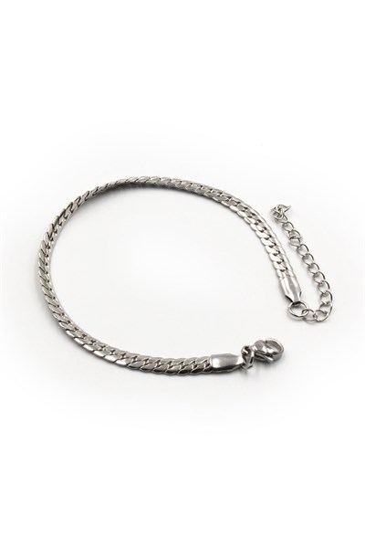 Men’s Stainless Steel Herringbone Chain Bracelet - Silver-Tone, 4 mm, Adjustable Modern Design