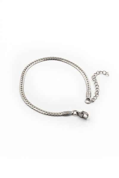 Men’s Stainless Steel Herringbone Chain Bracelet - Silver-Tone, 3 mm, Slim & Elegant Design