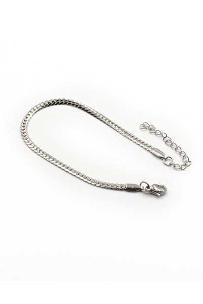 Men’s Stainless Steel Herringbone Chain Bracelet - Silver-Tone, 3 mm, Slim & Elegant Design