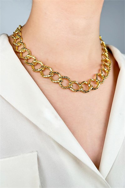 Ezme Model Baklava Chain Necklace - Gold