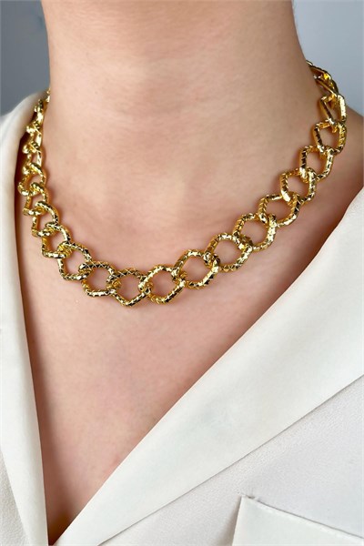 Ezme Model Baklava Chain Necklace - Gold