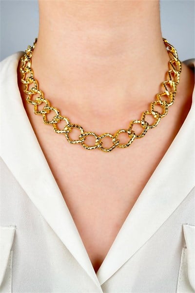 Ezme Model Baklava Chain Necklace - Gold