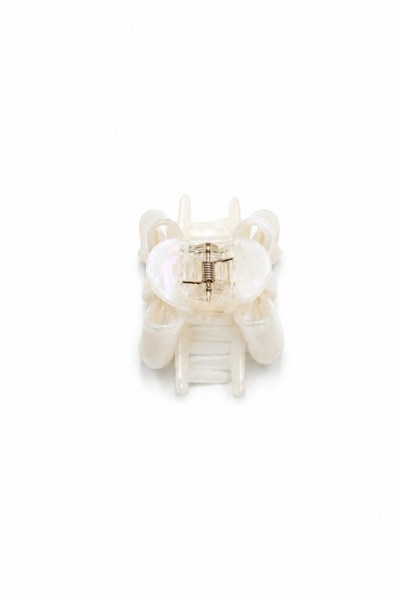 Classic Bone-Style Hair Claw Clip with Bow Design - White