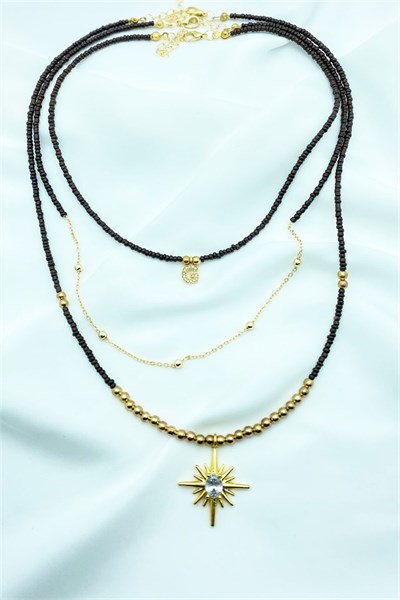 G Letter Three-Piece Bead Necklace