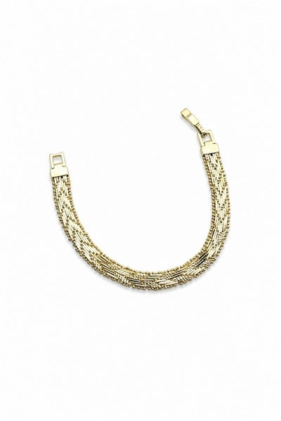 Xuping Wide Woven-Style Bracelet - Gold-Tone