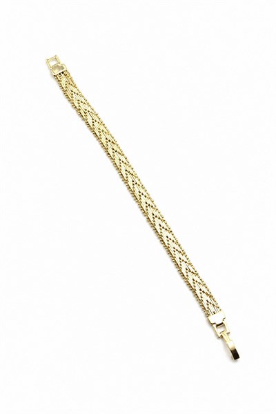 Xuping Wide Woven-Style Bracelet - Gold-Tone