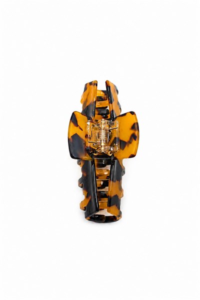Wide Classic Patterned Bone-Style Hair Claw Clip - Orange