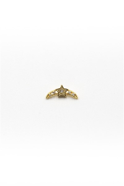 Gold Moon & Star Tragus & Helix Piercing | Elegant Design, Hypoallergenic, Non-Tarnish, 8 mm