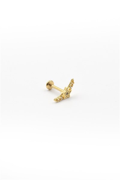 Gold Moon & Star Tragus & Helix Piercing | Elegant Design, Hypoallergenic, Non-Tarnish, 8 mm
