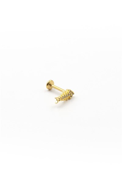 Gold Fishbone Tragus & Helix Piercing – Stylish Design, Hypoallergenic, Non-Tarnish