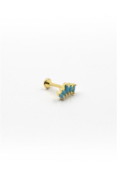 Gold Turquoise Stone Tragus & Helix Piercing – Hypoallergenic, Stainless, Elegant Design