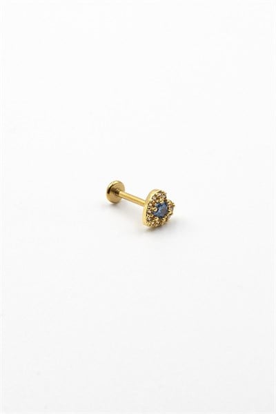 Gold Blue Heart Stone Tragus Piercing – Stylish, Durable & Hypoallergenic Design