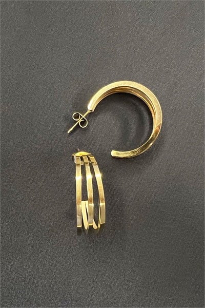 Gold Stainless Steel Asymmetric Earrings
